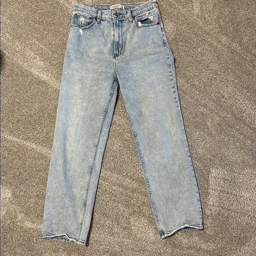 A&F ultra high rise ankle straight jeans
